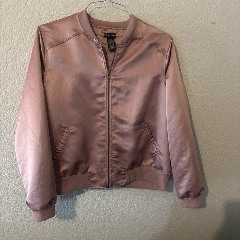 Justify Blush Satin Bomber Jacket